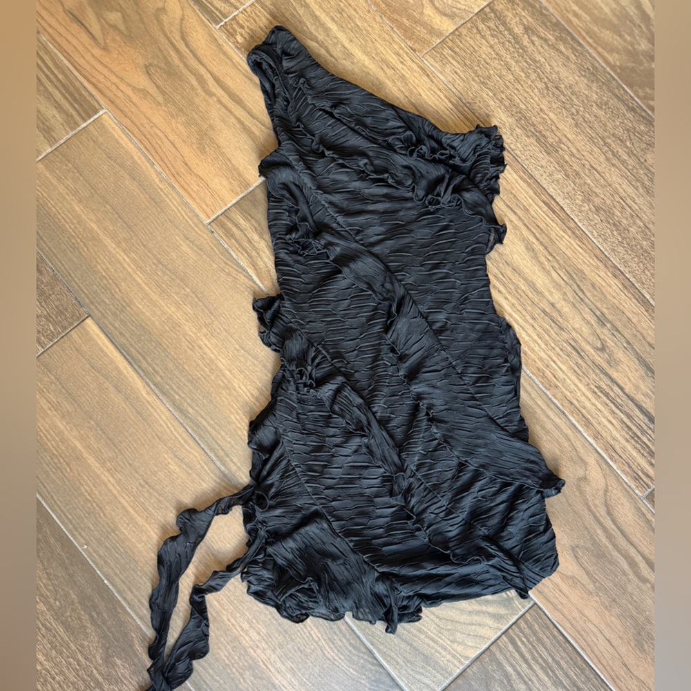 ZARA Asymmetric Ruffled Mini Dress - Picture 3 of 7